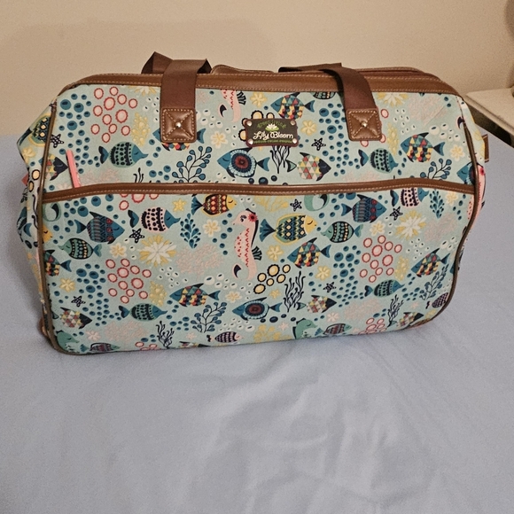Lily Bloom Wheeled Travel Bag with Fish Pattern - Picture 1 of 5